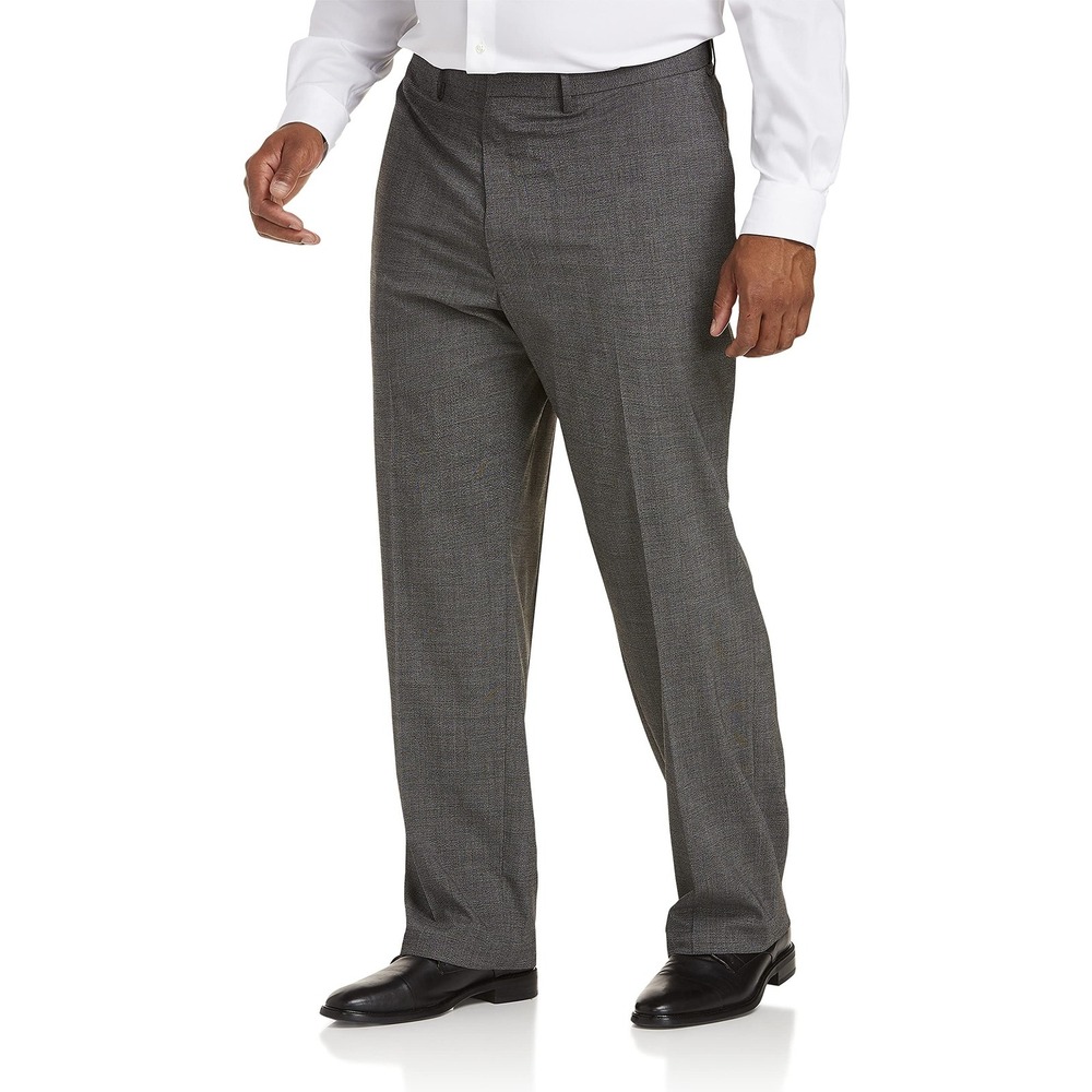 J.M. HAGGAR CLASSIC FIT FLAT FRONT DRESS PANT BIG & TALL,HEATHER  GREY, 60W X32L